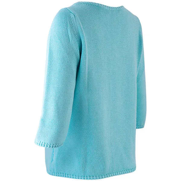 3/4 Sleeve Pullover in Dark Turquoise