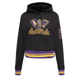 ALCORN STATE UNIVERSITY HOMECOMING RIB FLC CROPPED PO HOODIE (BLACK/PURPLE)