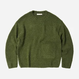 ALPACA BOUCLE CREW KNIT JUMPER - OLIVE