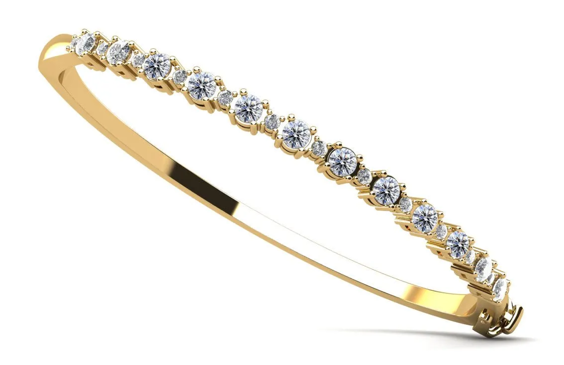 Alternating Diamonds Lab-Grown Diamond Bangle with 1.55 ct.(finished) 1.7mm, 3mm