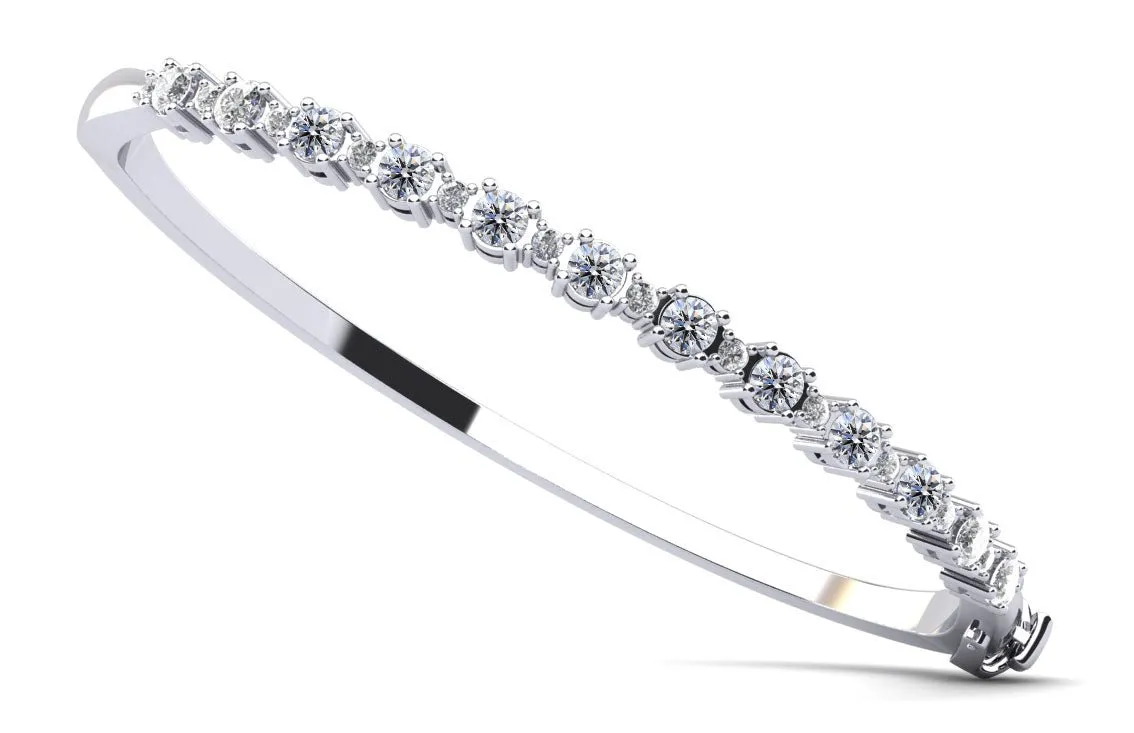 Alternating Diamonds Lab-Grown Diamond Bangle with 1.55 ct.(finished) 1.7mm, 3mm