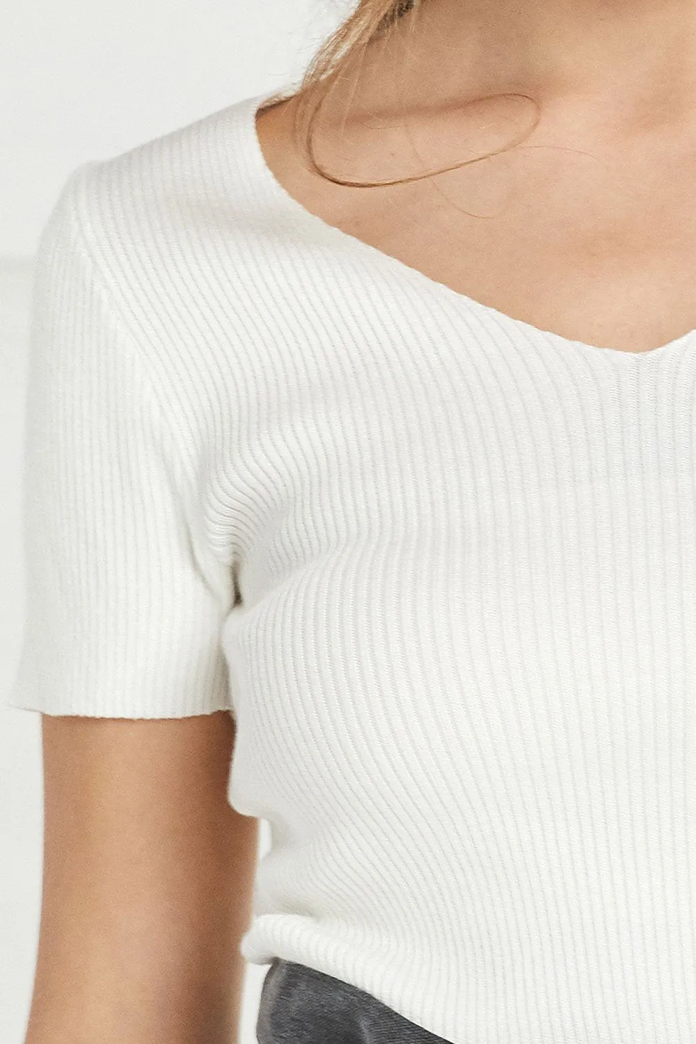 Anastasia V Neck Rib-Knit Top