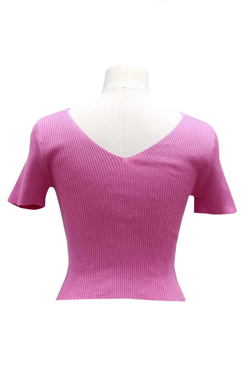 Anastasia V Neck Rib-Knit Top