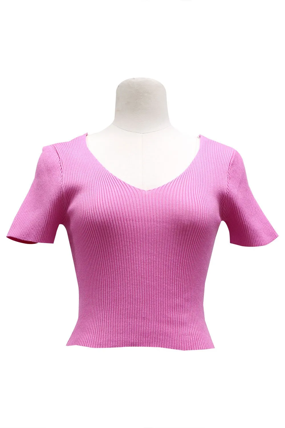 Anastasia V Neck Rib-Knit Top