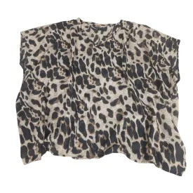 Animal Print Top Short Sleeve Clothes Mentor, Size L