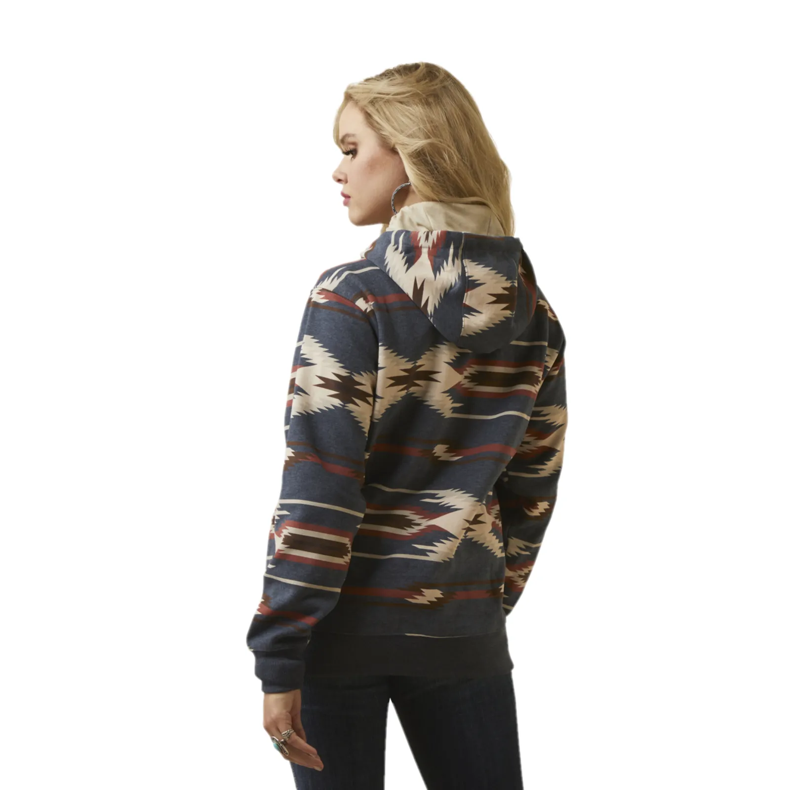 Ariat Ladies Chimayo Aztec Print Jacobo Navy Hoodie 10046467