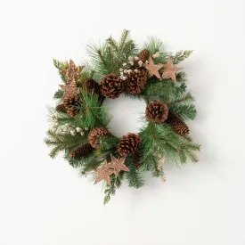 Artificial Goldstar Rustic Pine Mini Accent Wreath Multicolor 21"H