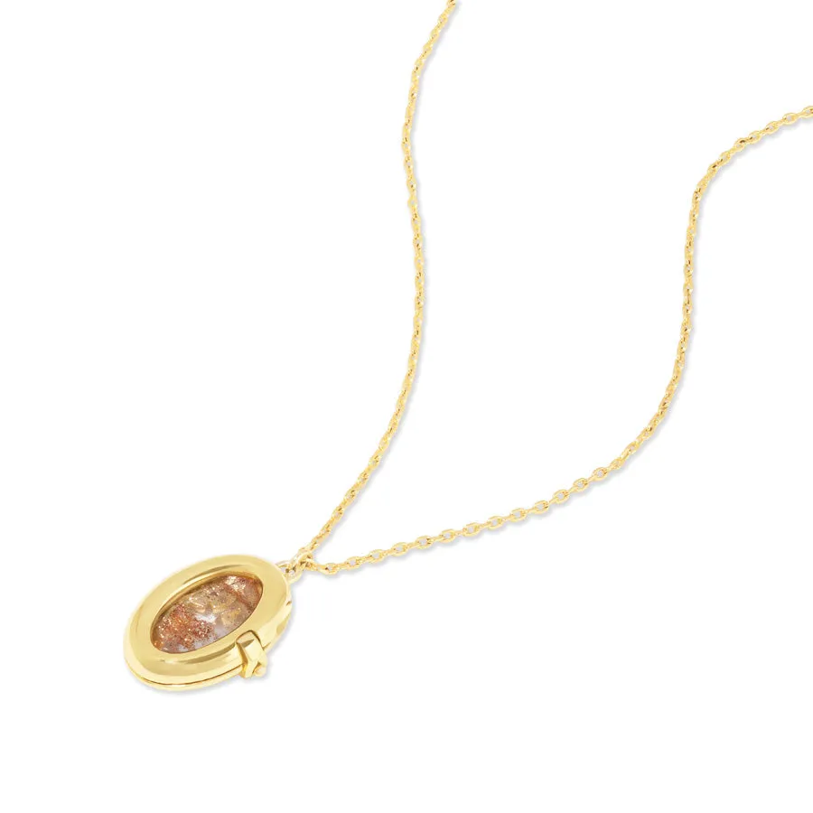 Aura Citrine Quartz Gold Locket Necklace