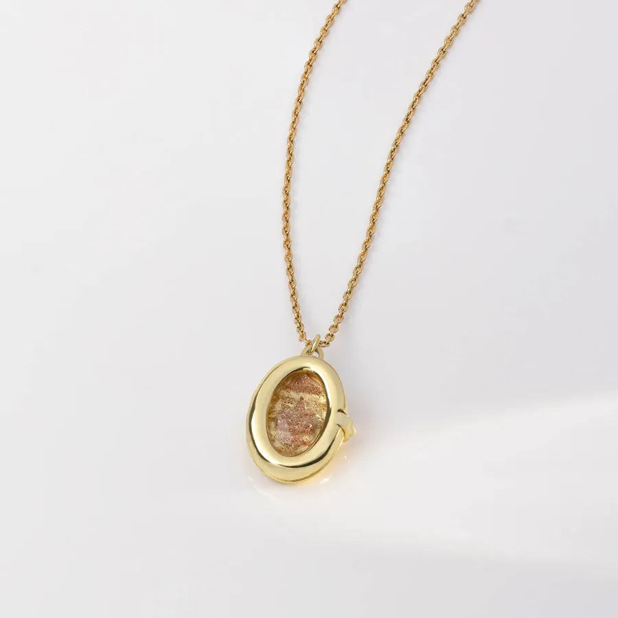 Aura Citrine Quartz Gold Locket Necklace