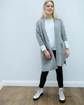 AV VAC267 Long cardi in grey chine