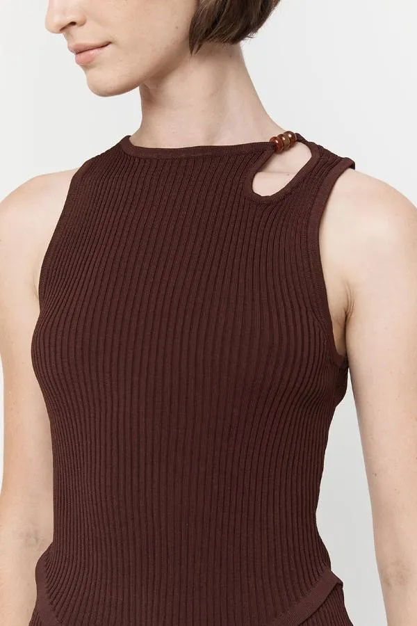 Beaded Knit Top Chocolate