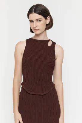 Beaded Knit Top Chocolate