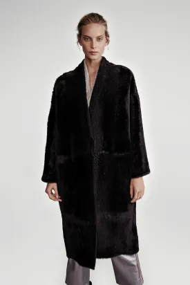 Black Reversible Shearling Coat