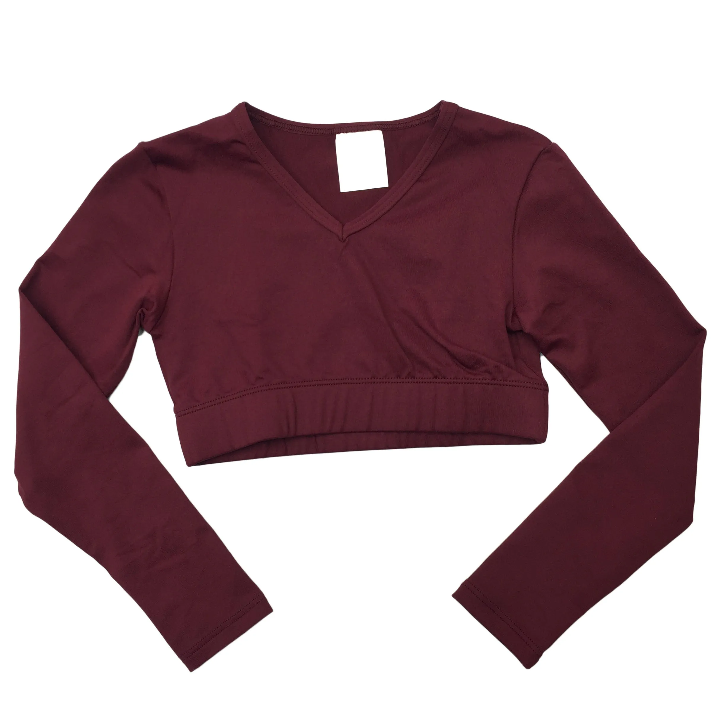 Body Wrappers Girls Long Sleeve V-Neck Midriff Pullover