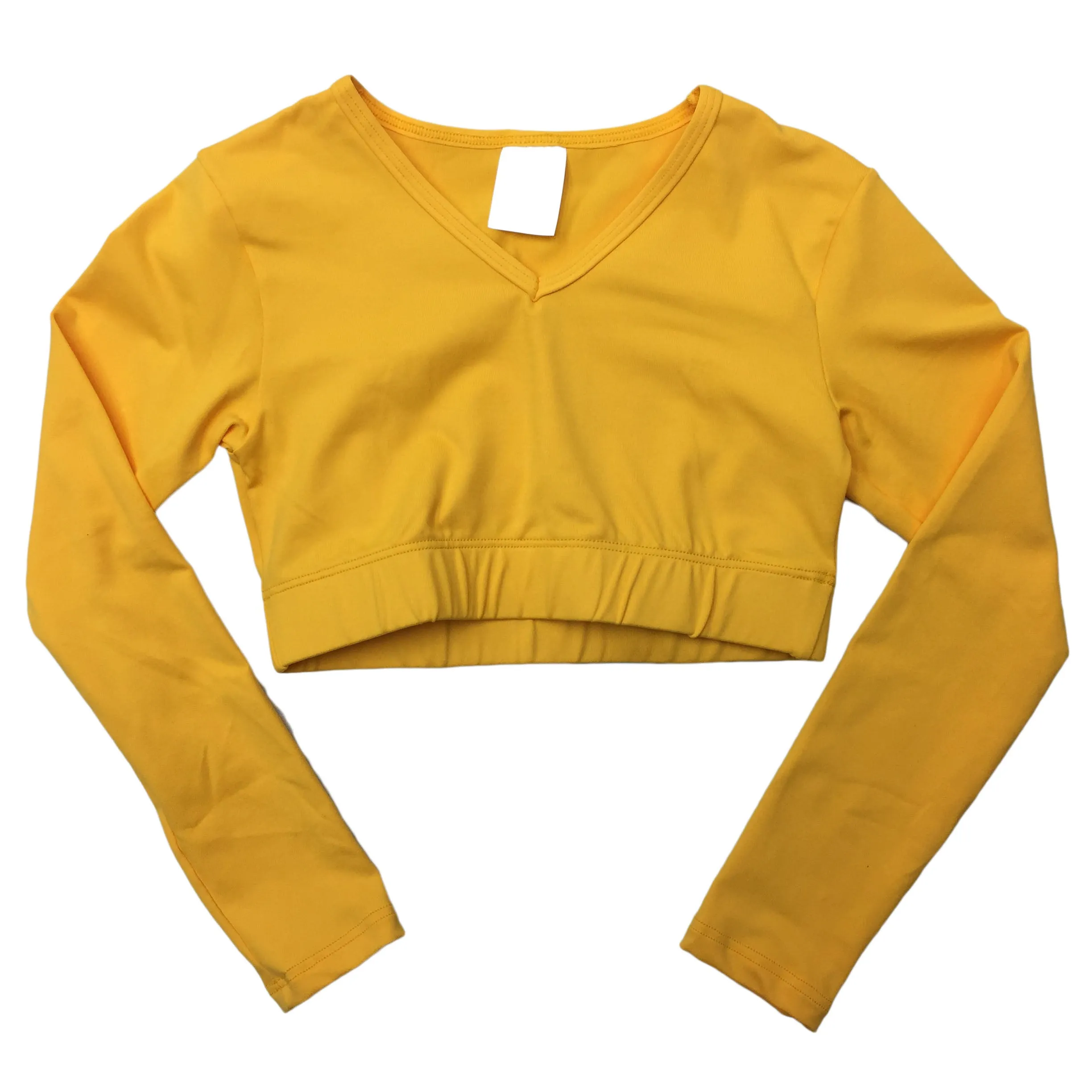 Body Wrappers Girls Long Sleeve V-Neck Midriff Pullover