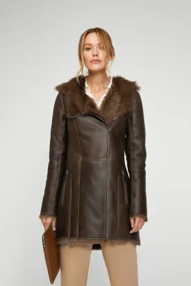 Brown Tobacco Shearling Coat