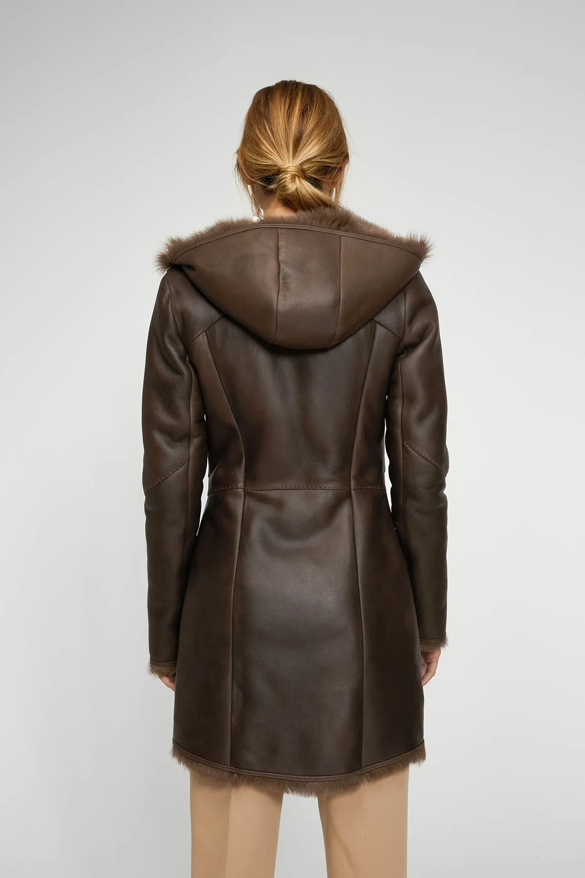 Brown Tobacco Shearling Coat