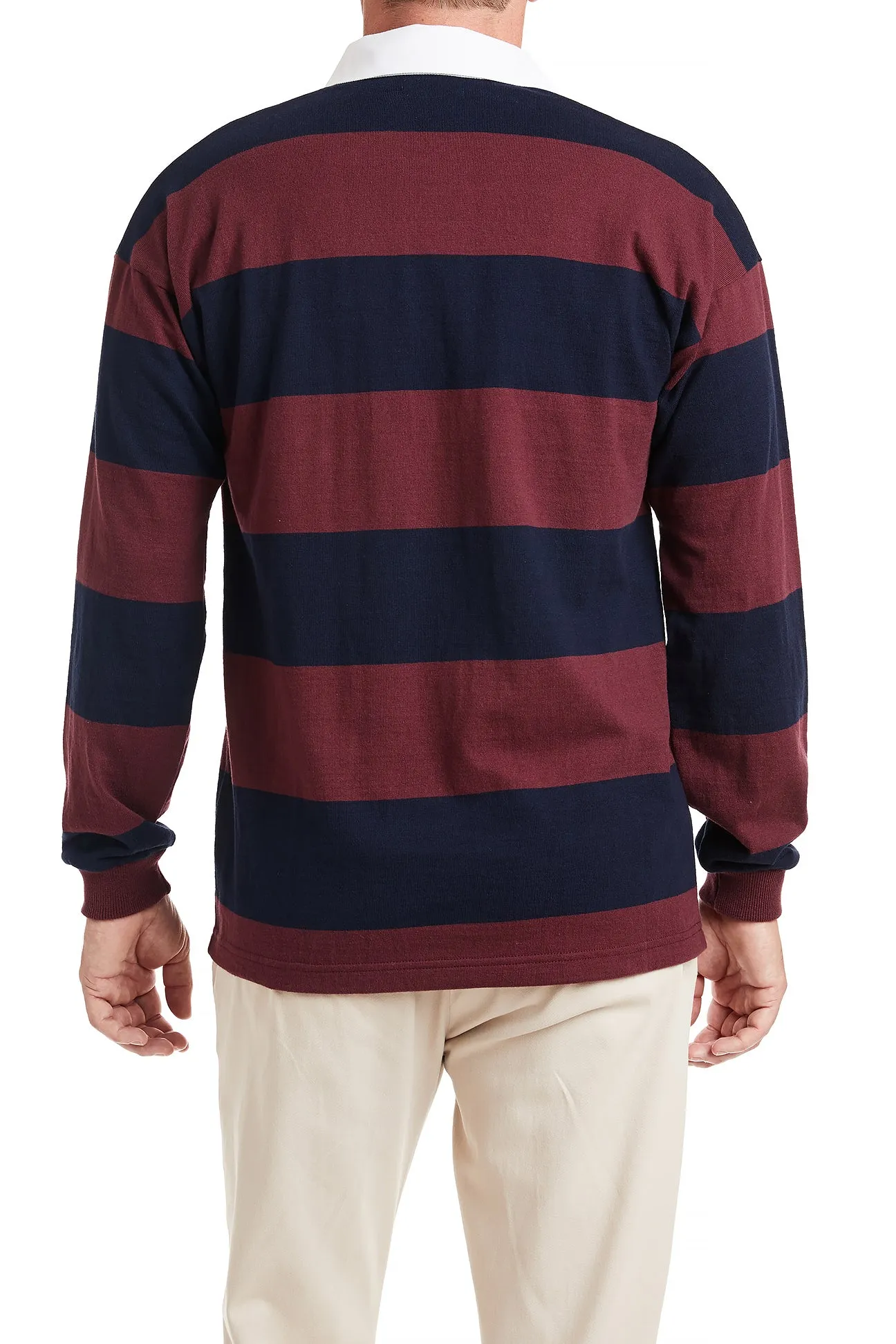 Castaway Rugby Shirt Navy & Burgundy Stripe