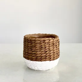 Cement Rattan Design White Vase