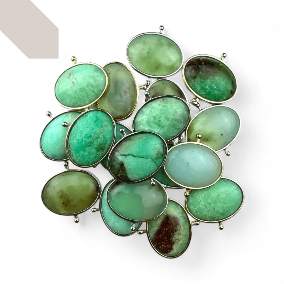 CHOOSE YOUR OWN Silver Chrysoprase Oval Crystal Element – Groups A-H