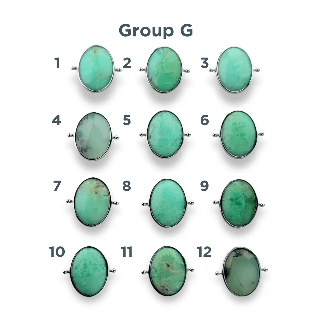 CHOOSE YOUR OWN Silver Chrysoprase Oval Crystal Element – Groups A-H