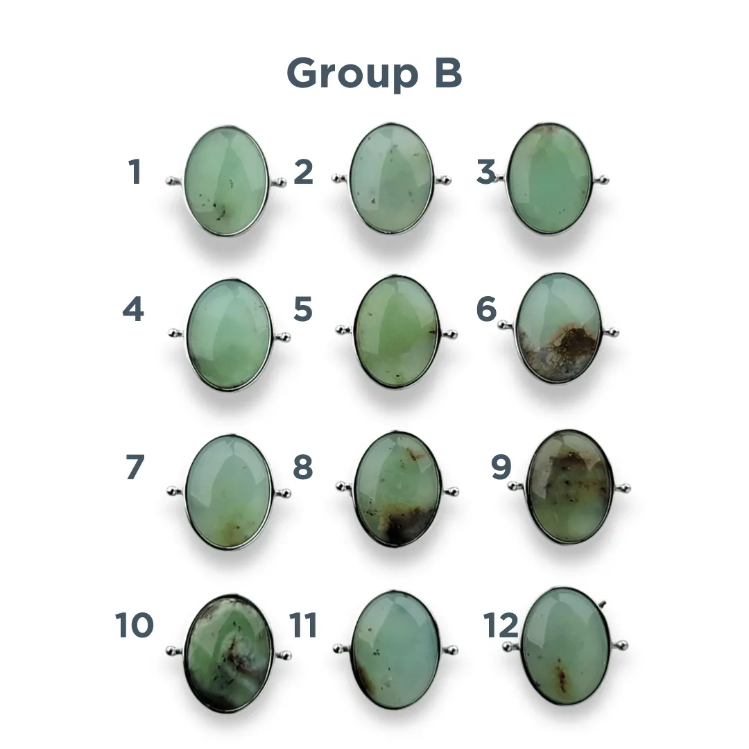 CHOOSE YOUR OWN Silver Chrysoprase Oval Crystal Element – Groups A-H