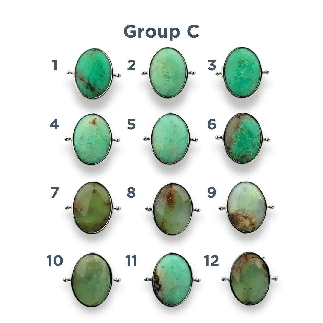 CHOOSE YOUR OWN Silver Chrysoprase Oval Crystal Element – Groups A-H