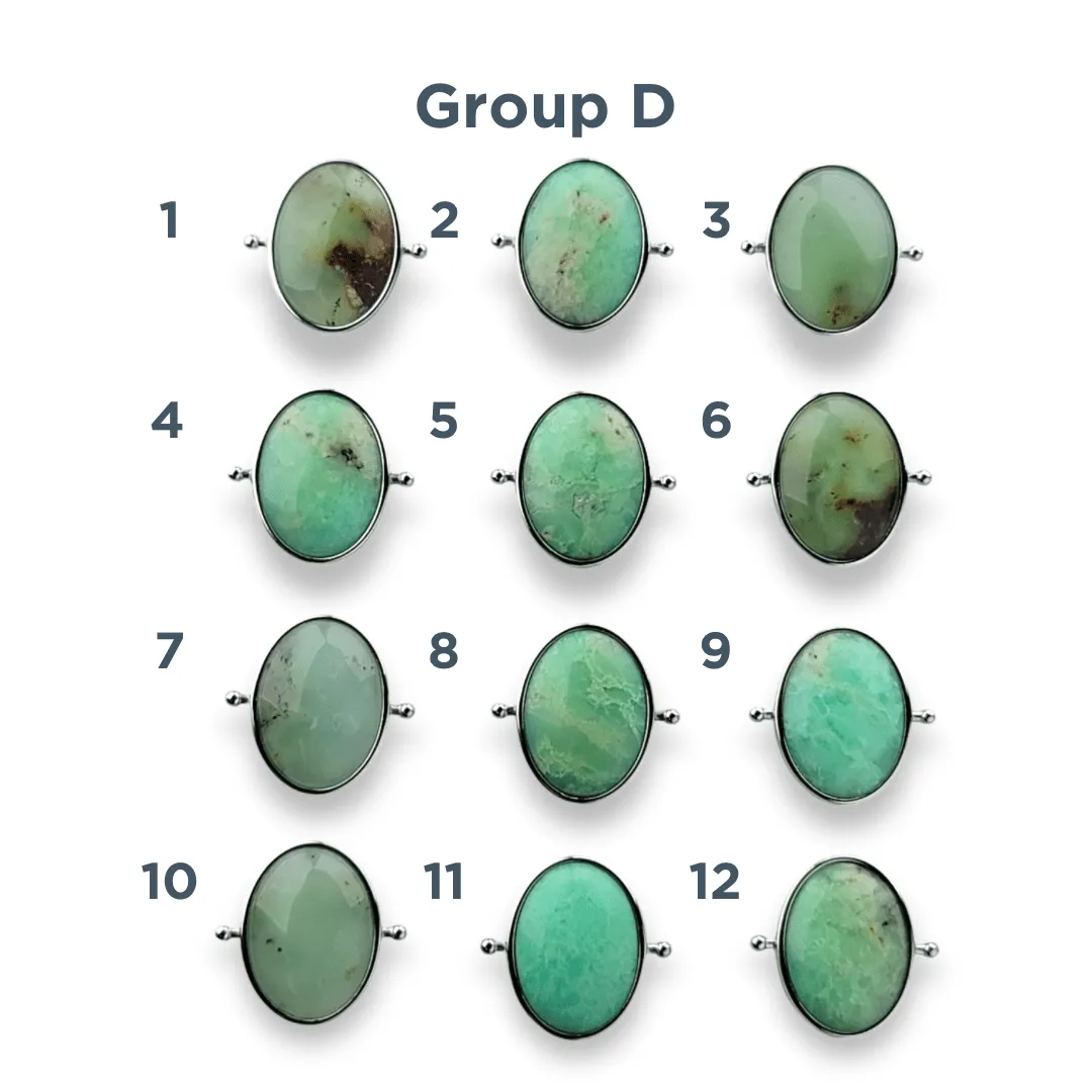 CHOOSE YOUR OWN Silver Chrysoprase Oval Crystal Element – Groups A-H