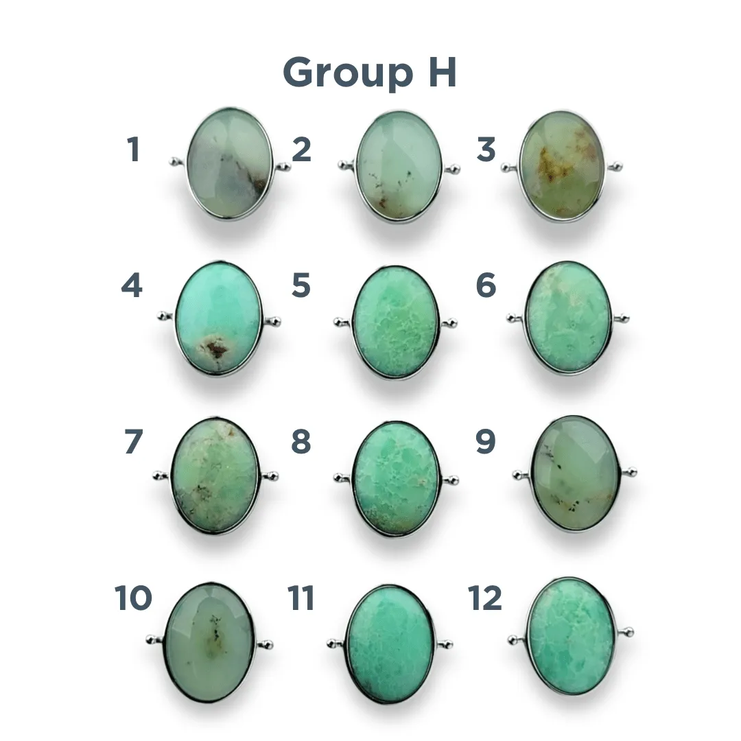 CHOOSE YOUR OWN Silver Chrysoprase Oval Crystal Element – Groups A-H