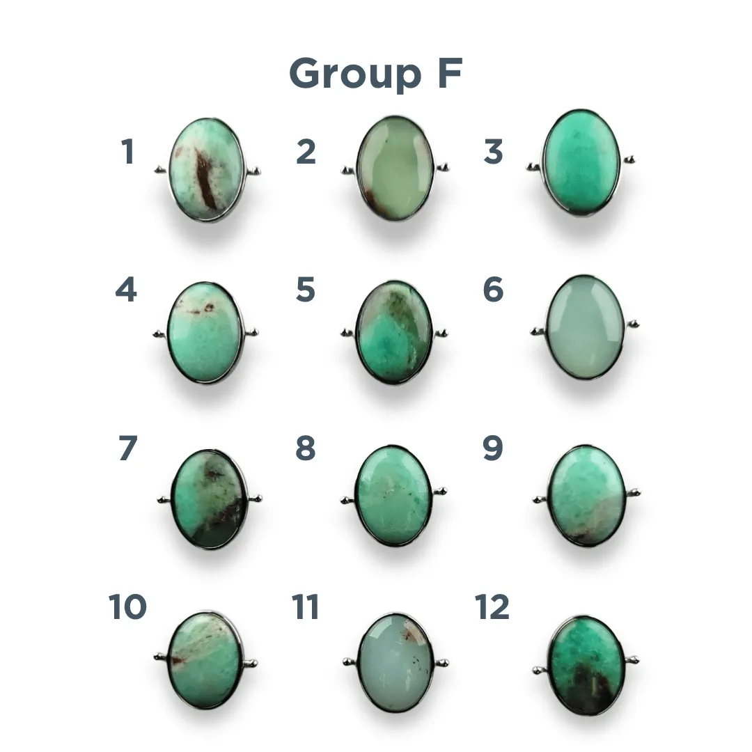 CHOOSE YOUR OWN Silver Chrysoprase Oval Crystal Element – Groups A-H