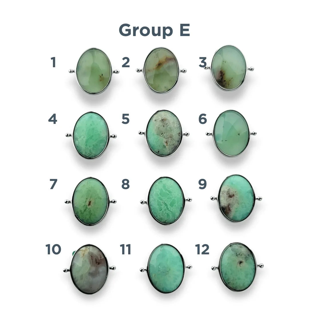 CHOOSE YOUR OWN Silver Chrysoprase Oval Crystal Element – Groups A-H