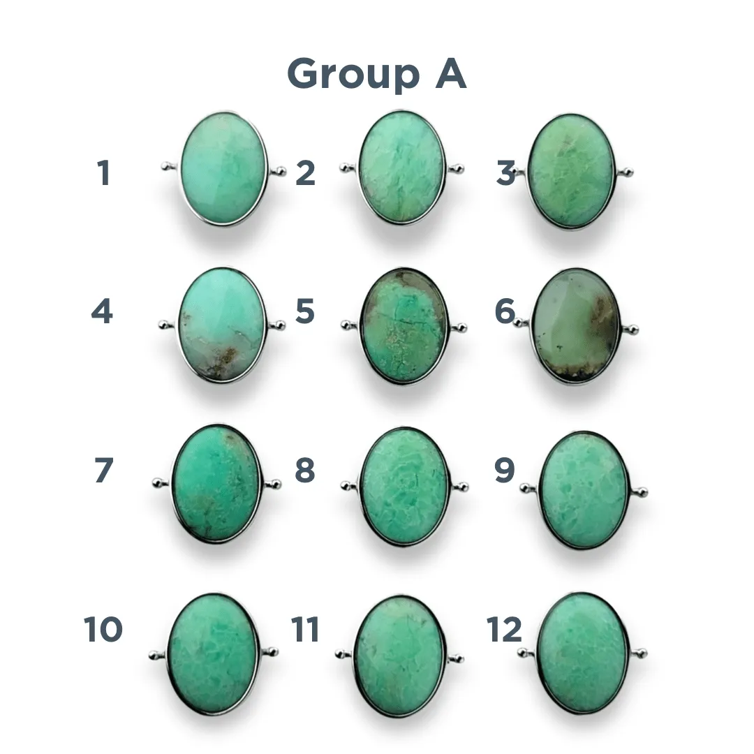 CHOOSE YOUR OWN Silver Chrysoprase Oval Crystal Element – Groups A-H