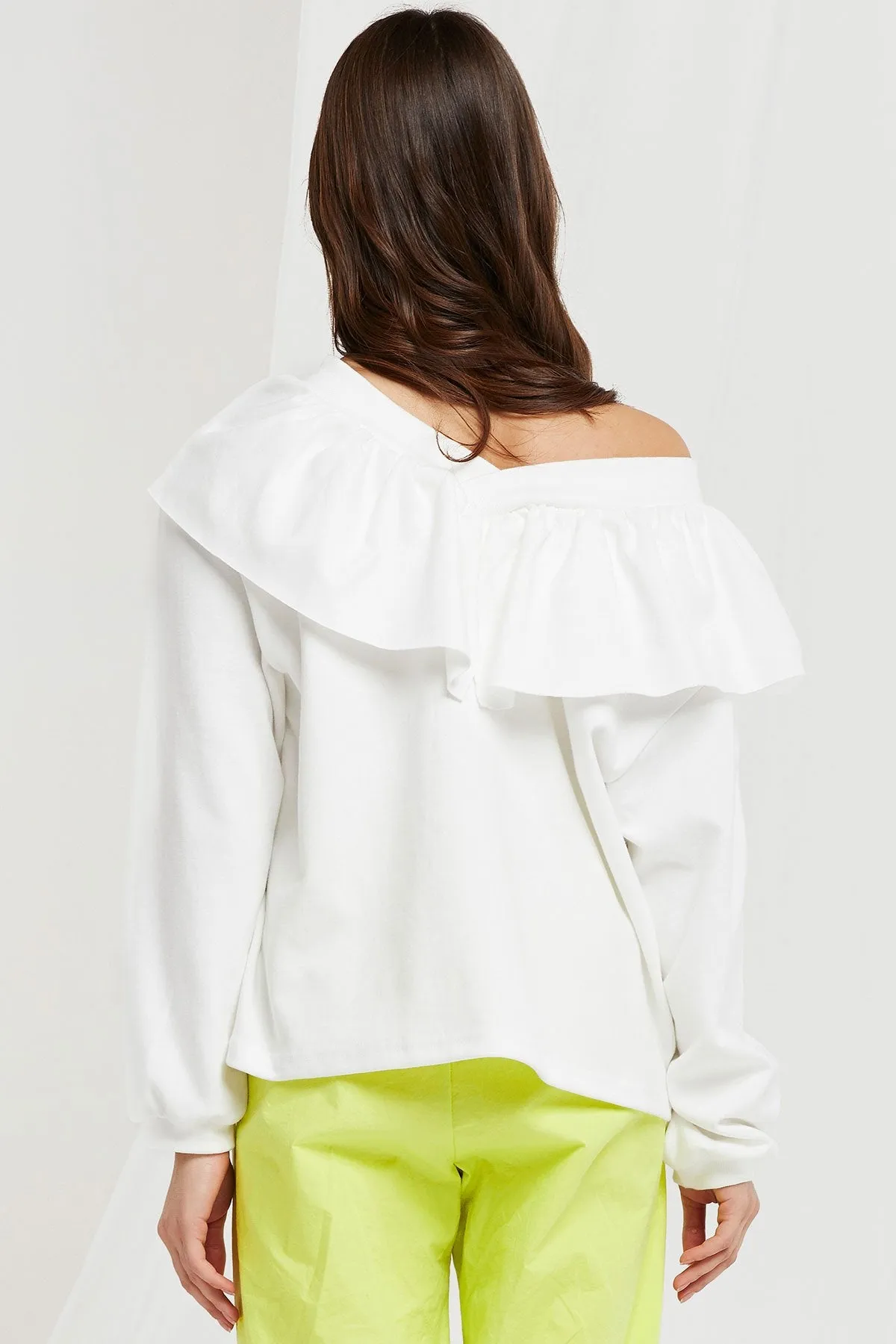 Cosima V-Neck Ruffle Sweatshirt