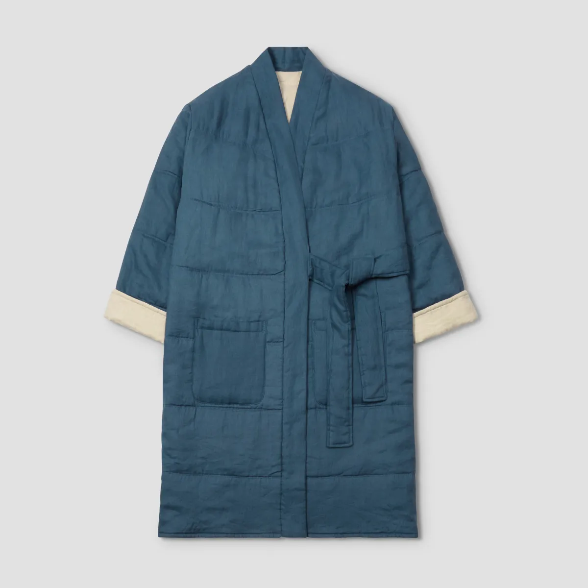 Deep Teal Linen Housecoat