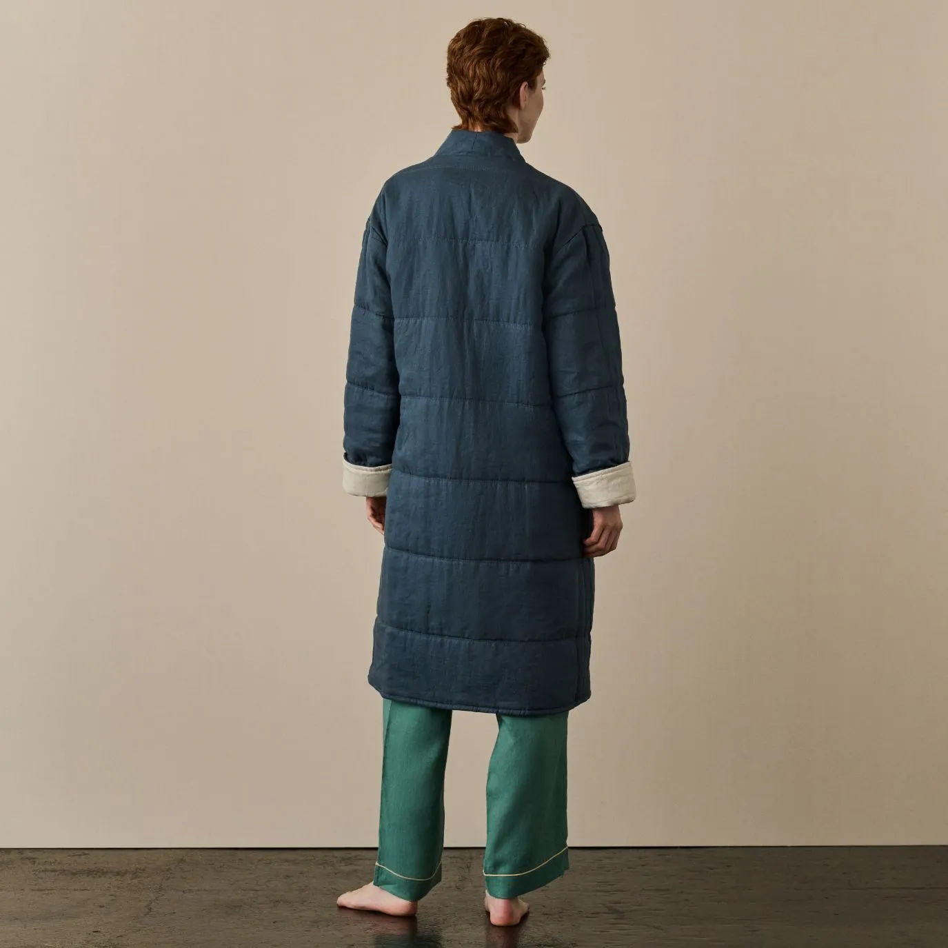 Deep Teal Linen Housecoat