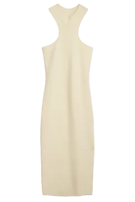 DSTLD Twist Midi Dress in Buttercream