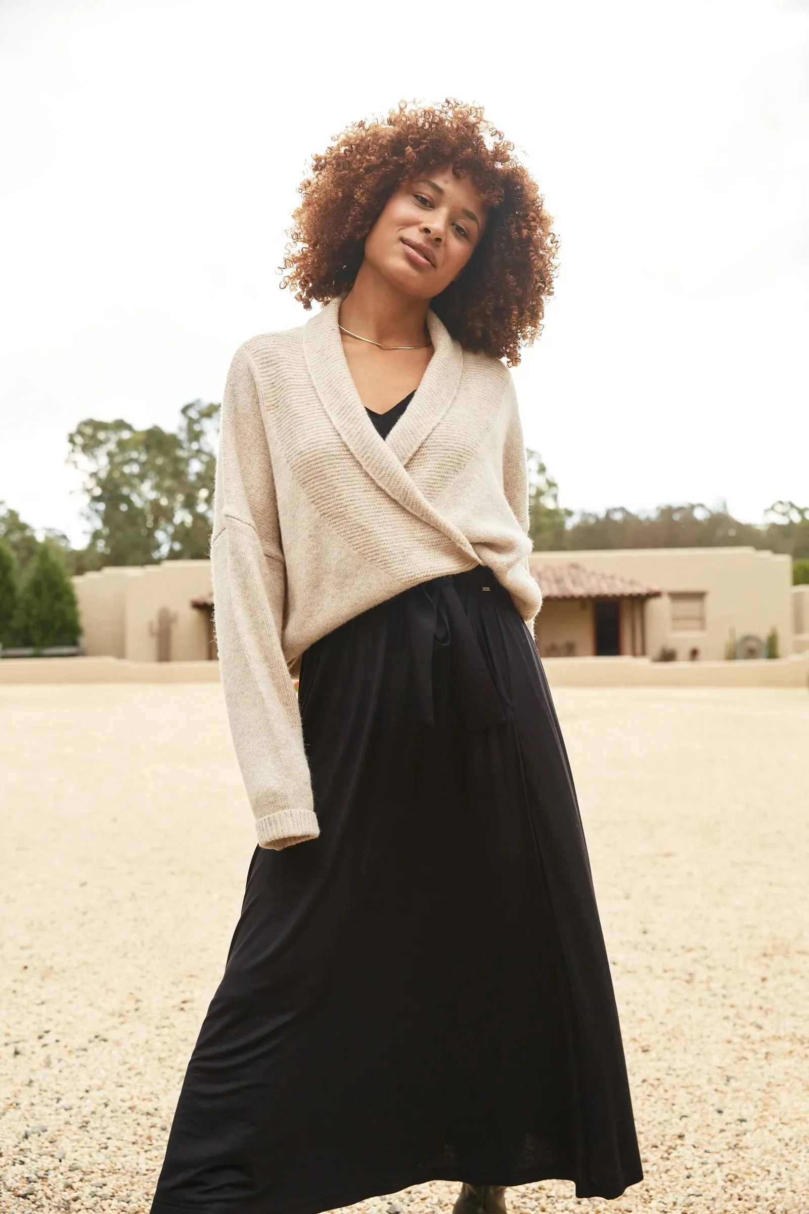 Eb & Ive Paarl Crossover Knit in Oat