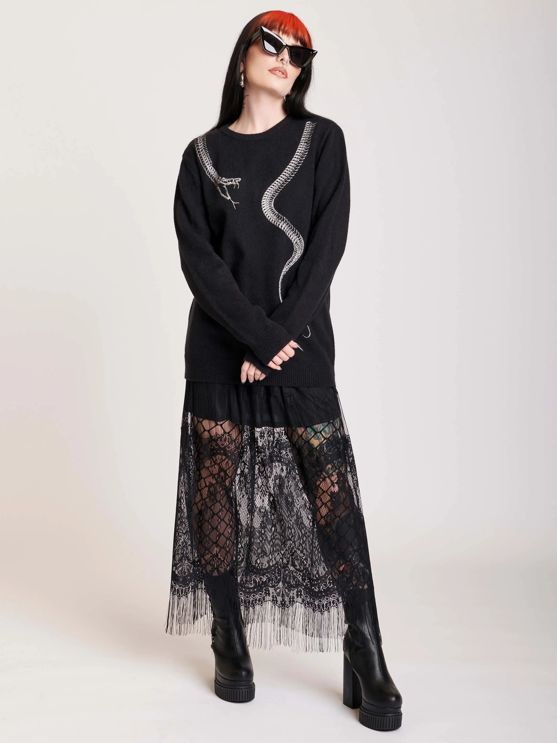 Embroidered Snake Sweater