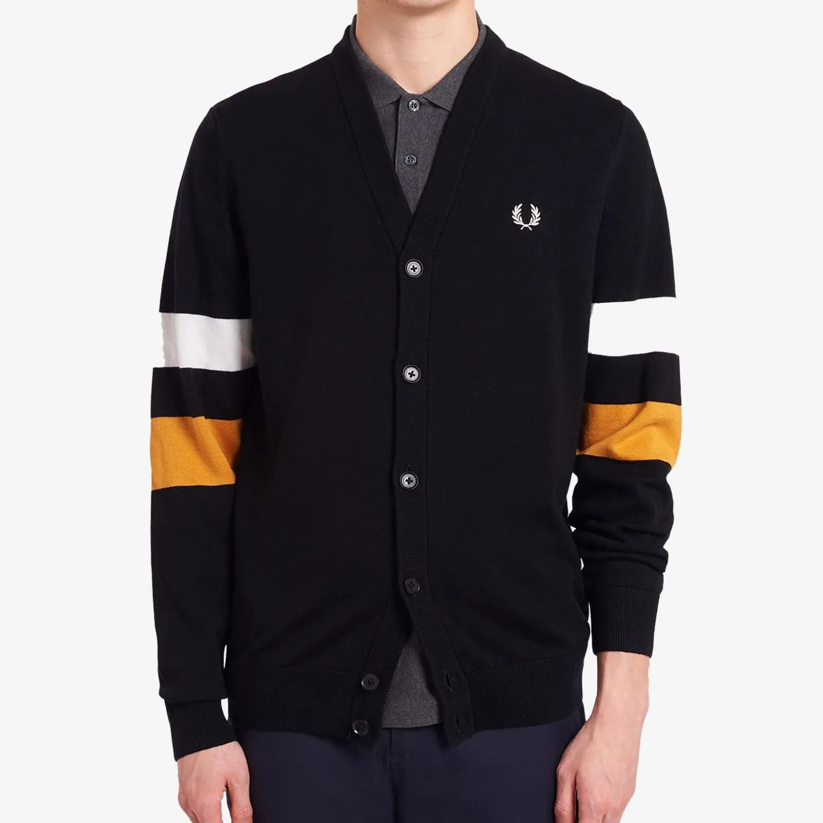 Fred Perry Tipped Sleeve Cardigan Black