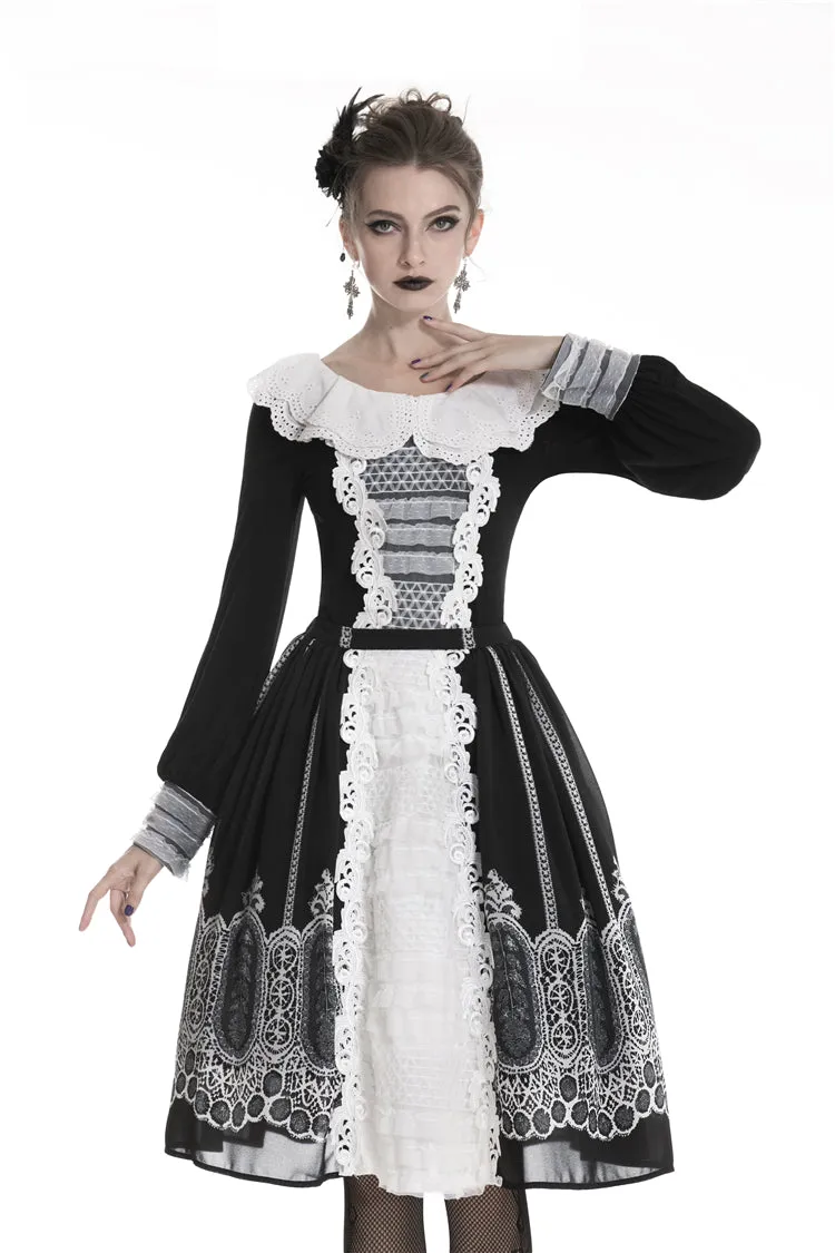 Gothic lolita Black and white skirt  KW153