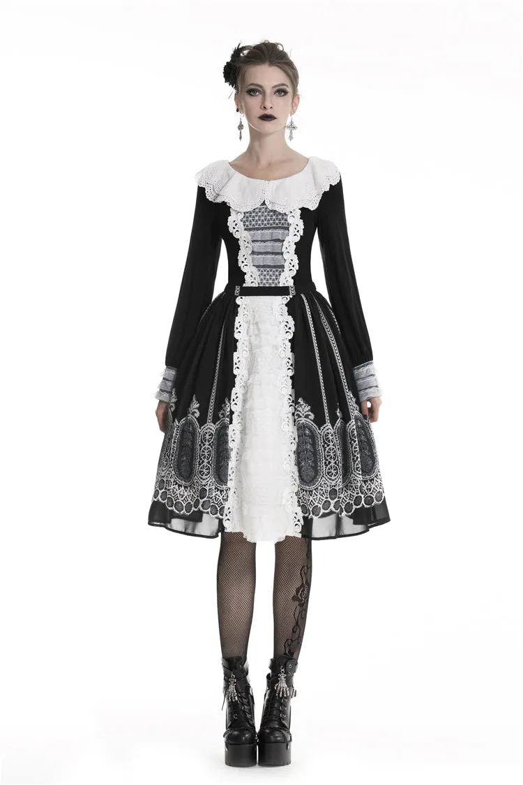 Gothic lolita Black and white skirt  KW153