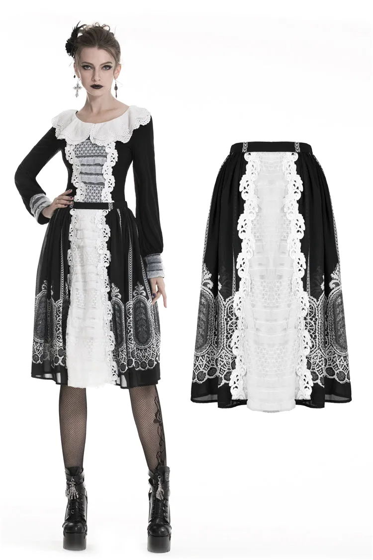 Gothic lolita Black and white skirt  KW153