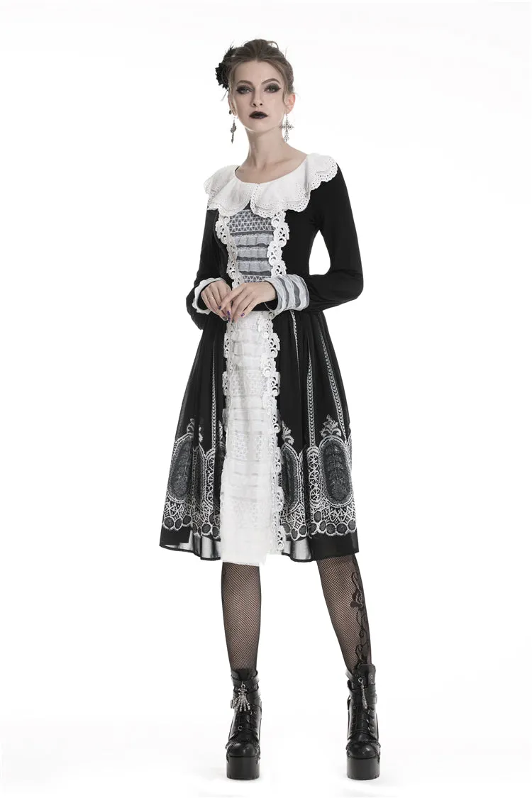 Gothic lolita Black and white skirt  KW153