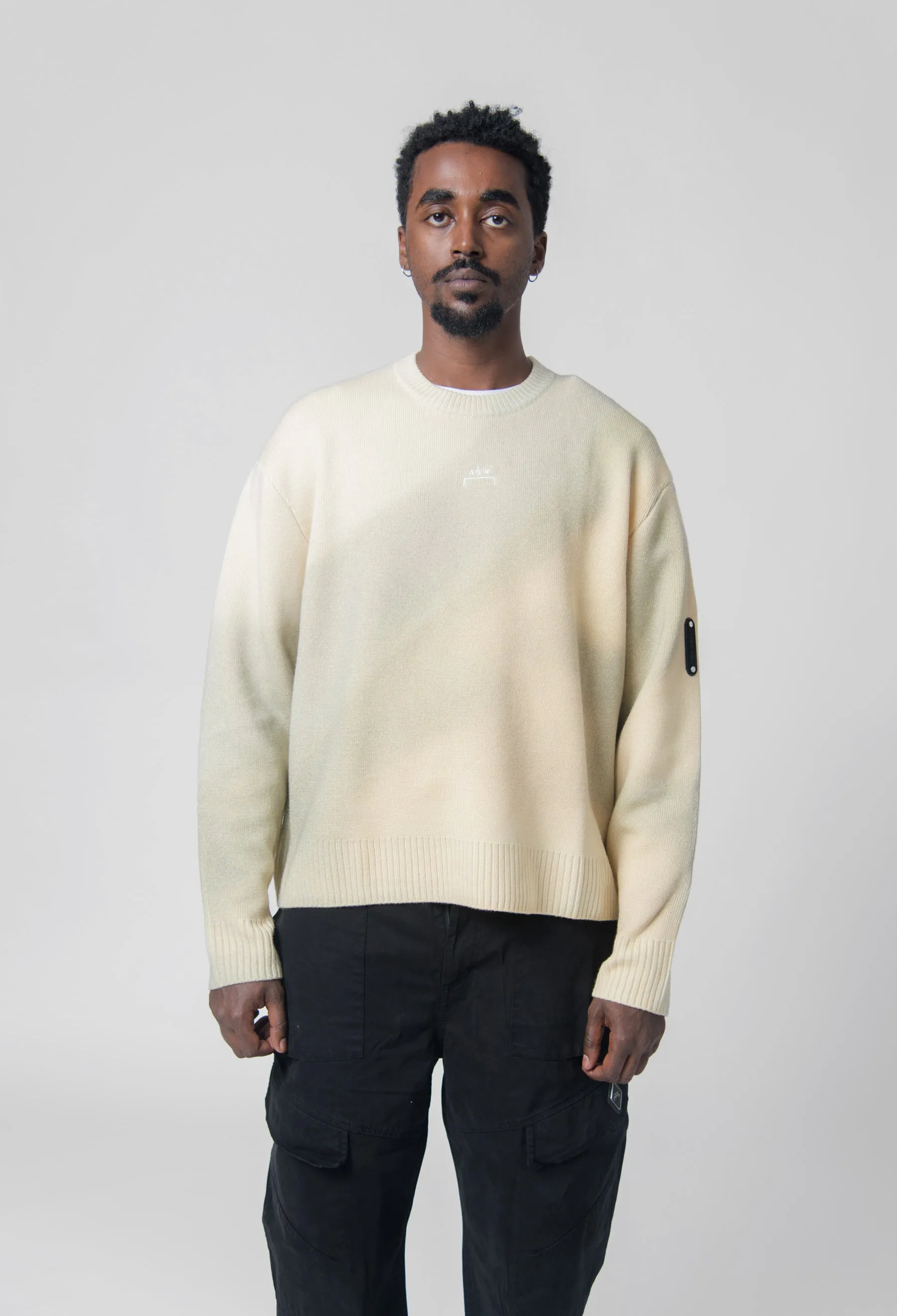 Gradiant Knit Crewneck Sweater Bone ACWMK120