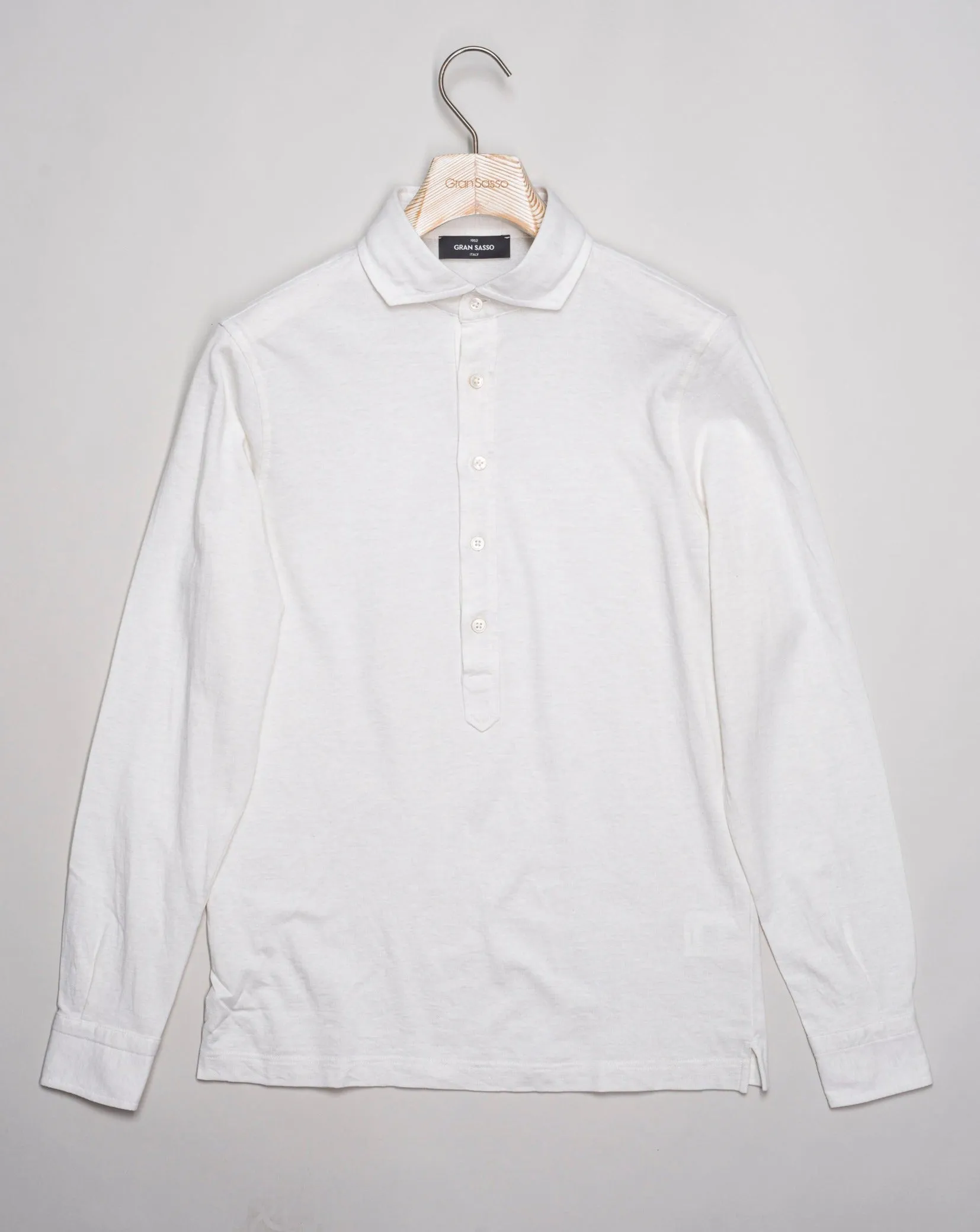 Gran Sasso Cotton & Cashmere Pop-Over Shirt / Natural White