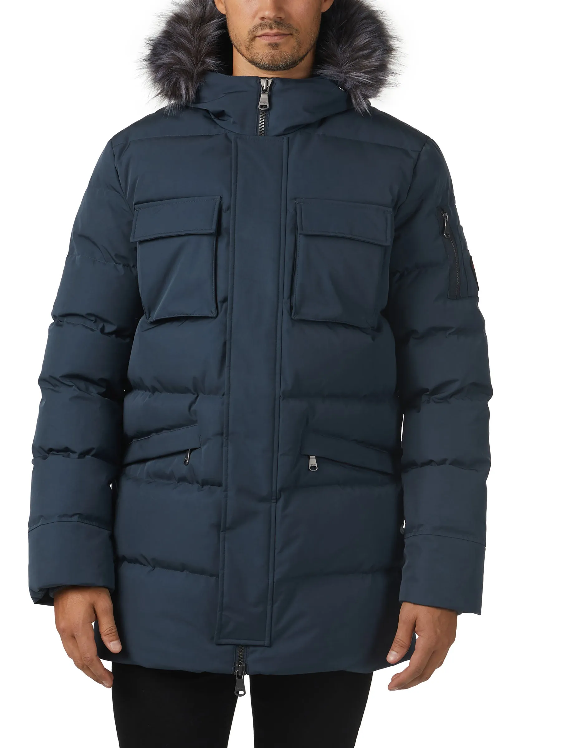 Hamilton Men's Quilted Parka w/Faux Fur Trim