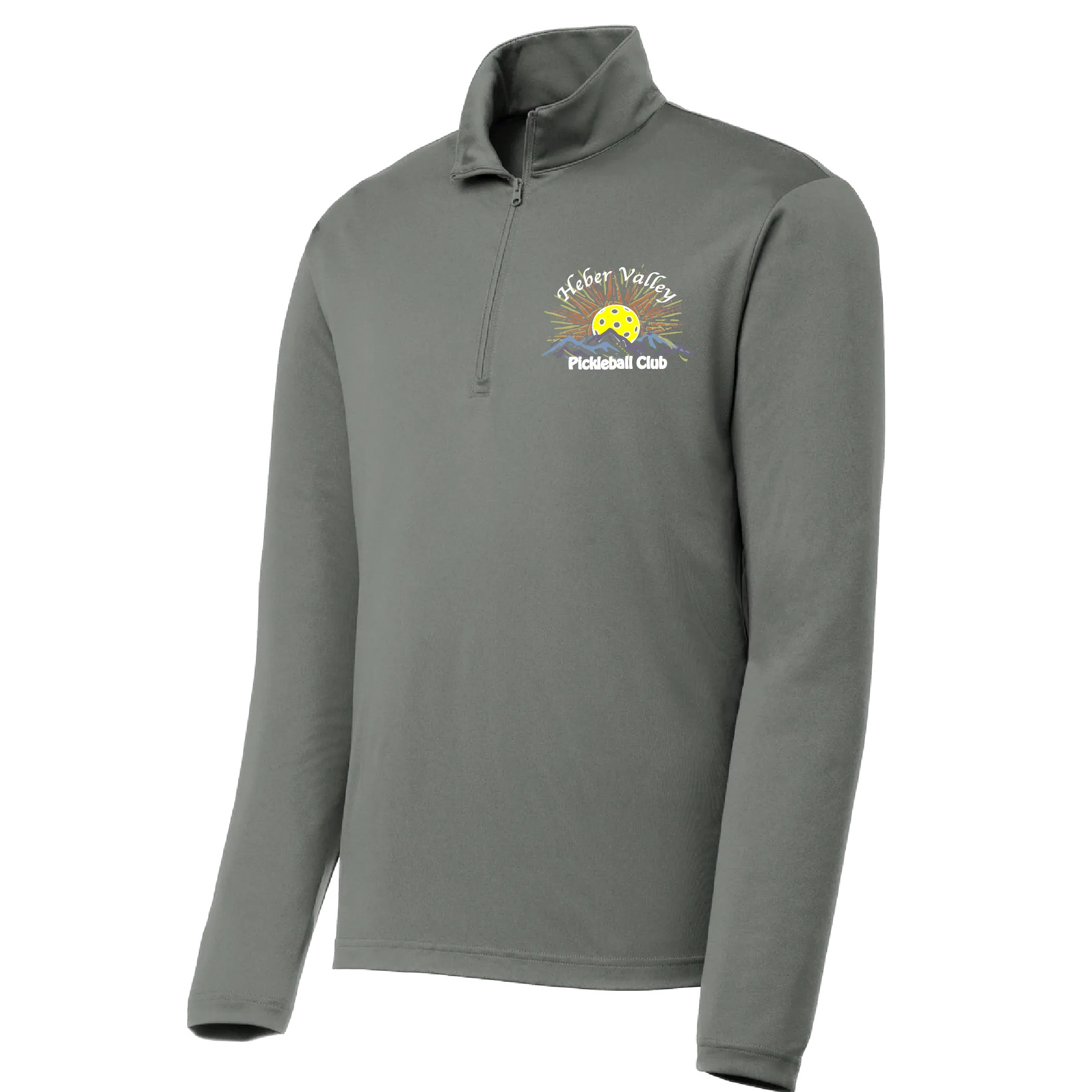 Heber Valley Pickleball Club (Customizable) | Men's 1/4 Zip Long Sleeve Pullover Athletic Shirt | 100% Polyester