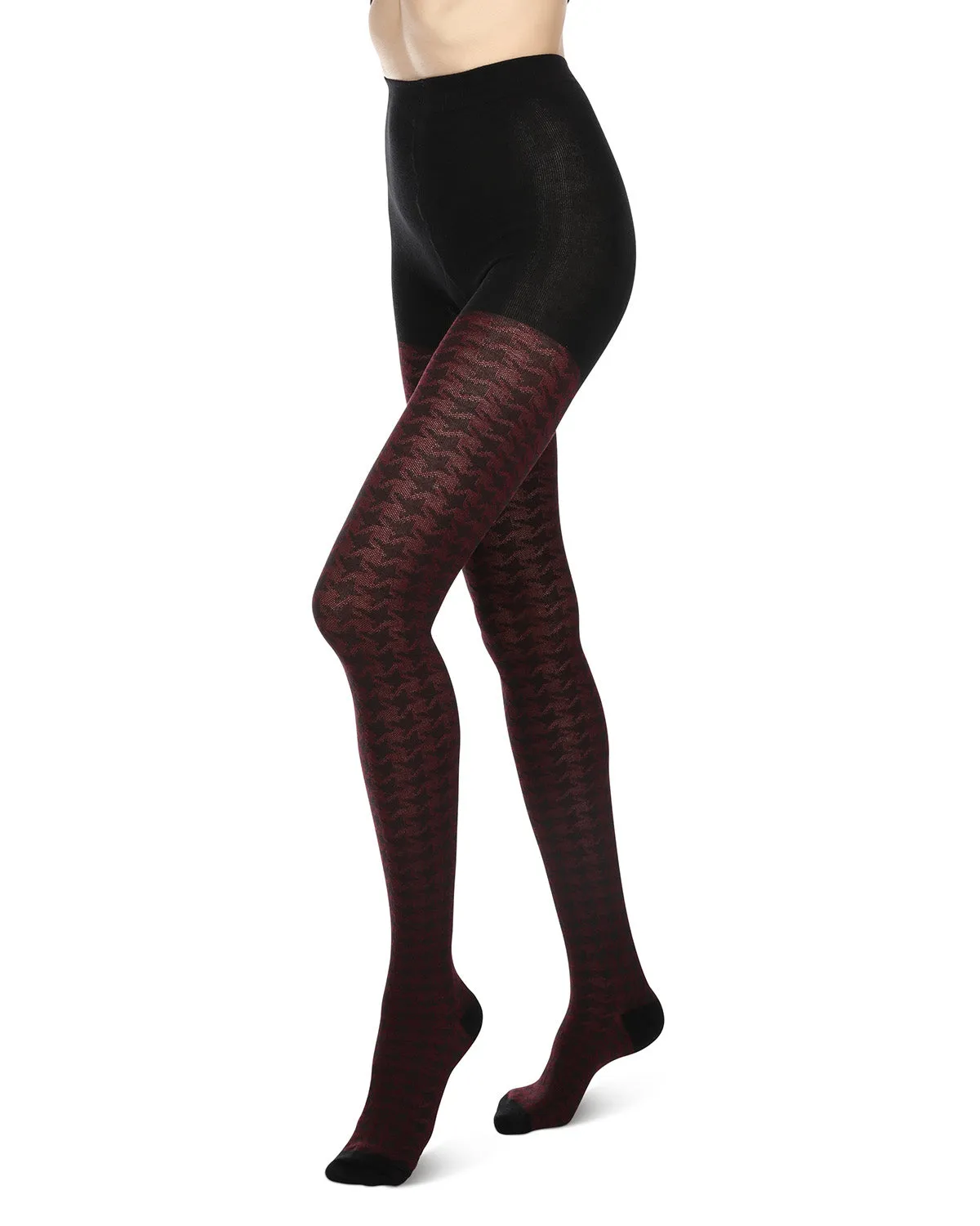 Houndstooth Patterned Cotton Blend Sweater Tights