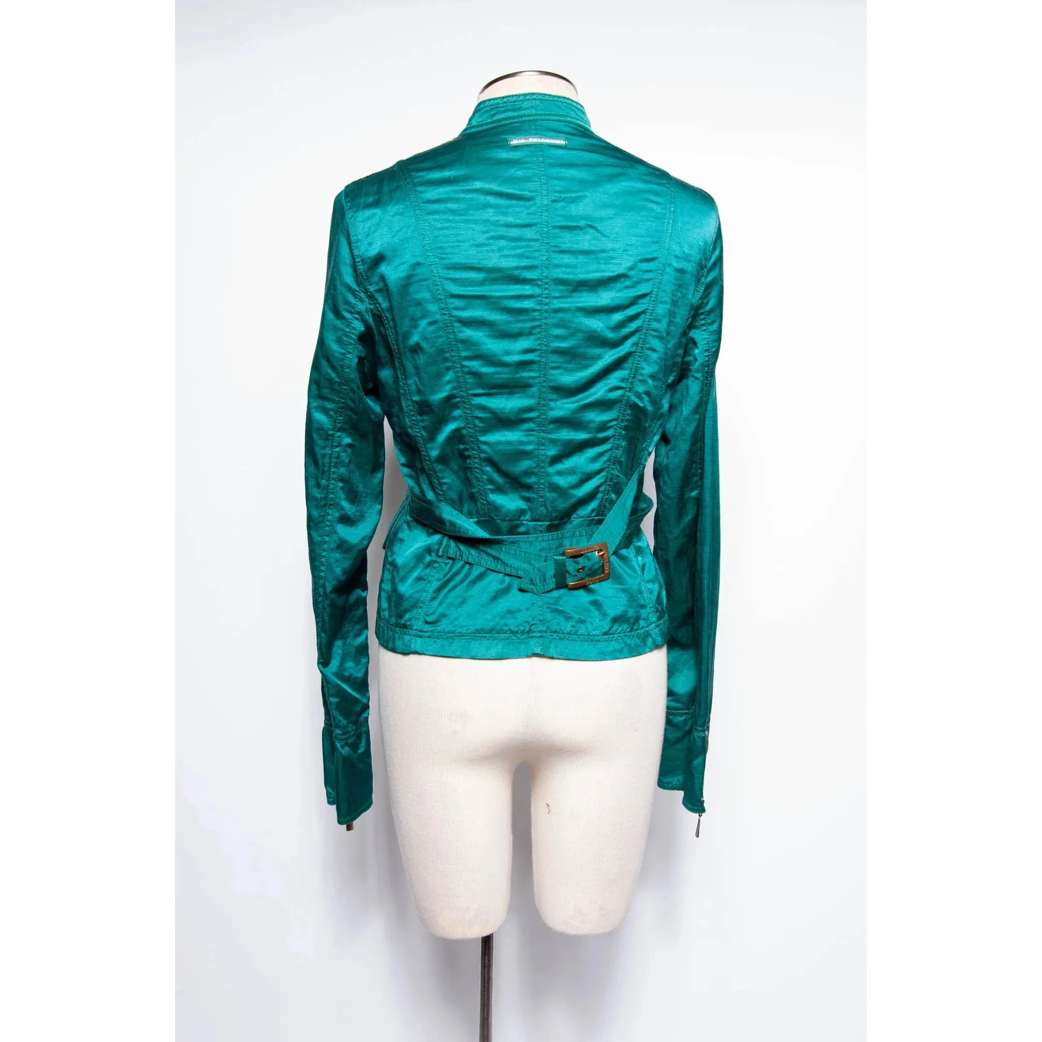 JEAN PAUL GAULTIER Vintage Teal Silk Blend Moto Style Jacket | S/M/L