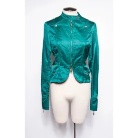 JEAN PAUL GAULTIER Vintage Teal Silk Blend Moto Style Jacket | S/M/L